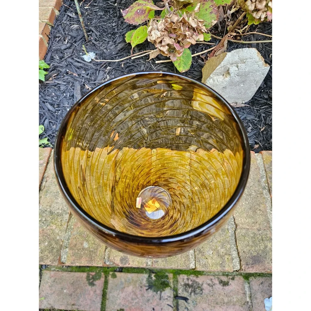 Crate & Barrel Sahara Glass Vase, Hand-blown Amber Glass Vase 9